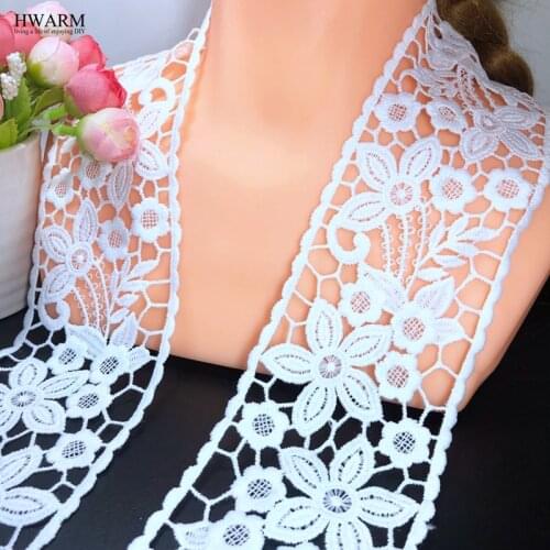 5yard 6.9cm Bilaterally five leaf pattern white african lace fabric ribbon trim wedding decoration hat pillow skirt accessories