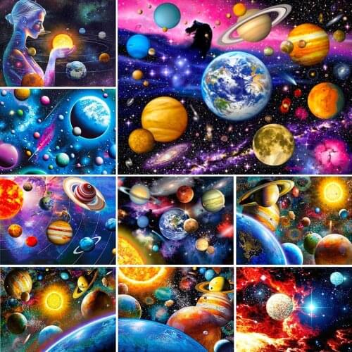 5D DIY Diamond Painting Universe Space Landscape Kit Full Drill Square Embroidery Mosaic Art Picture of Rhinestones Home Decor