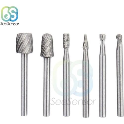 6Pcs/set HSS Dremel Rotary Tool Mini Drill Bits Burr Set Dremel Tools for Woodworking Carving Tools Kit Dremel Accessories