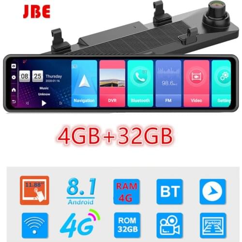 Android 8.1 4G+32G 12 Inch 4G Car Rearview Mirror Stream Media GPS Navi Dash Cam Dual 1080P Camera Car Dvr ADAS Super Nigh