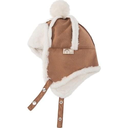 B2EB Baby Boys Girls Hat Cute Kids Children Earflap Muff Winter Warm Plush Flannel Outdoor Helmet Beanie Gift Hat Skiing