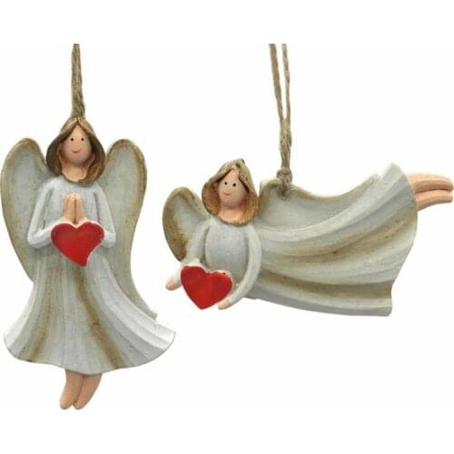 Bitcotech 2 Li Heart Angel Figured Door Wood Ornament Polyester christmas decorations рождественские украшения