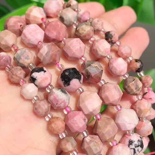 Faceted Natural Stone AAA Rhodochrosite Beads Bicone Shape Loose Beads For Jewelry Making Diy Bracelet 6mm 8mm 10mm 7.5