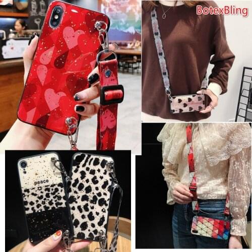 Luxury glitter leopard wave point Crossbody Phone case for samsung galaxy S20 ultra note10 pro S10 s8 s9 plus note9 note8 cover