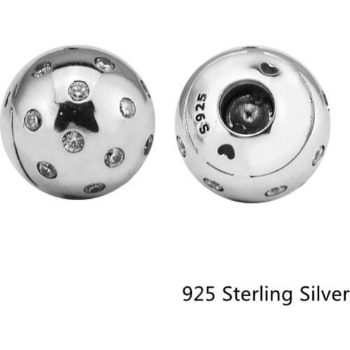 CKK Shimmering Open Bangle Caps Charms 925 Sterling Silver Beads Original Jewelry Making Fits For Bracelets