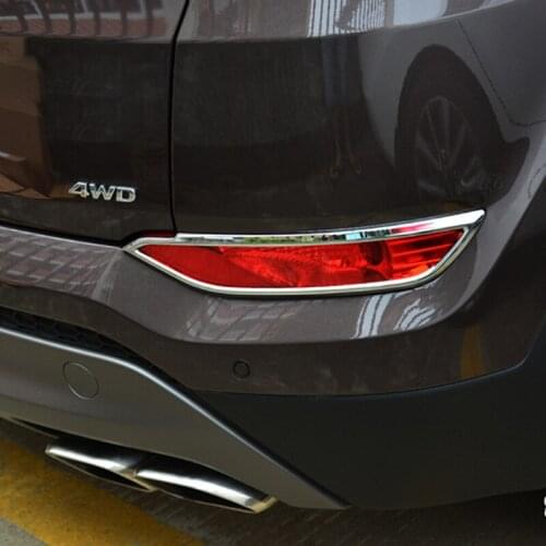 For Hyundai Tucson 2015 2016 abs Chrome After Rear Tail Fog light Lamp Shade Frame Trim Foglight Bezel Car Lamp Covers protector