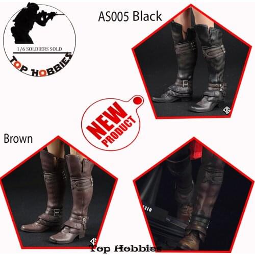 Action Figure Anime 1/6 Scale Soldier Clothes Accessories AS005 Mens Long Boots Combat Boots Shoes Model Long High Tube W Feet