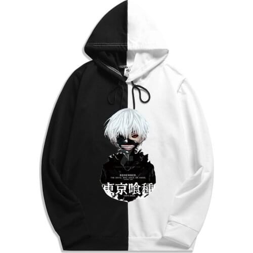 Summer Anime Harajuku Man woma Tokyo Ghoul print Patchwork Thin Hoodie Hoodies Streetwear Men Sweatshirt The Sharingan