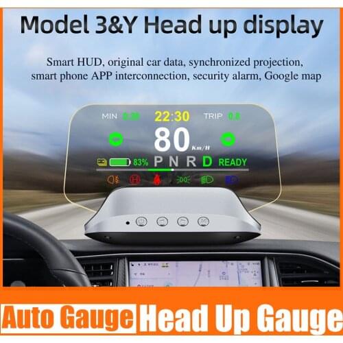 Head-Up Display Gauge Fit For Tesla Model 3 Model Y HUD T3 Projector Power Alarm System Overspeed Battery Warning Navigation