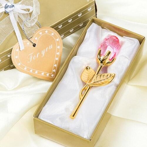 Artificial Crystal Rose Flower Home Decor Gift with Metal Rod Branch Artificial flower Wedding Favors Valentines Day Gift