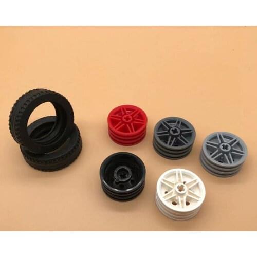 Small particle technology building block parts automobile tire hub 56904 + 30699 moc 43.2 x 14mm multicolor optional ev3