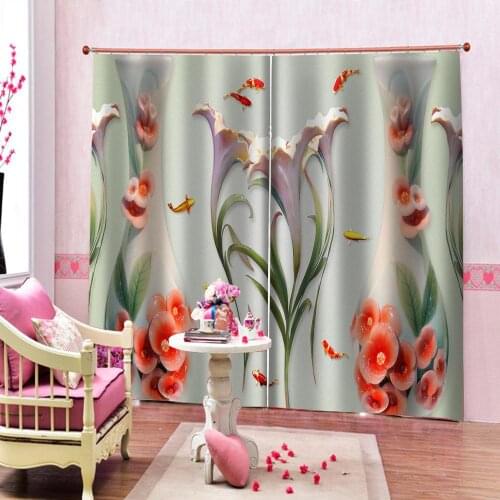 Marble curtain flower print simple and fresh modern cute cartoon thickening blackout curtains
