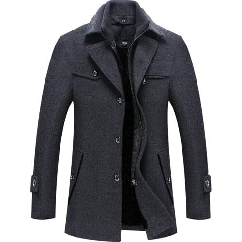 Wool jacket Coat Men Fashion New Mens Business Casual Wool Overcoat Jackets High Quality Solid Wool Coat Male Brand Jackets