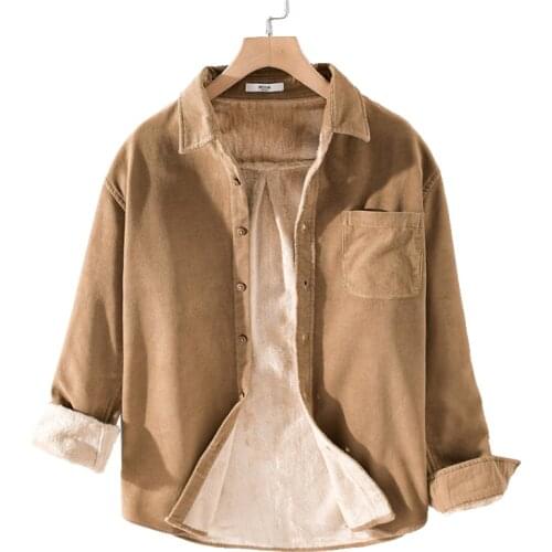 Autumn And Winter Hot Selling Men Top Fashion Casual Trend Long Sleeve Cotton Warm Comfortable Brushed Corduroy Thicken Shirt