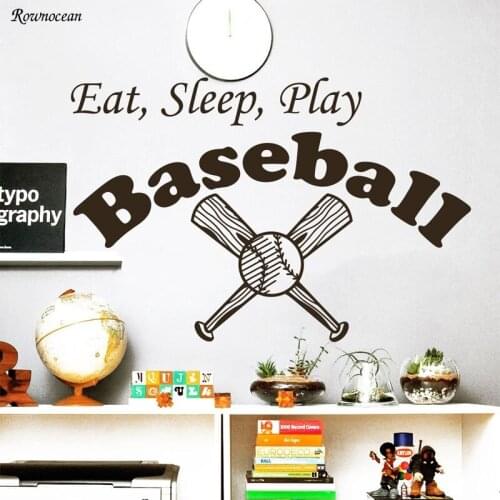 Wall Decal Quotes Eat Sleep Play Baseball Sport Decals Gym Decor Sticker Z123