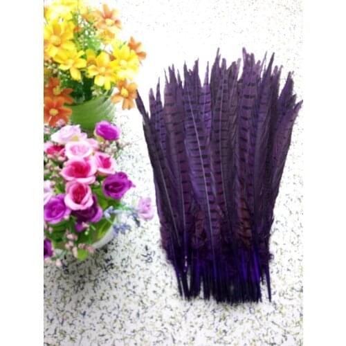 Wholesale perfect 10pcs high quality natural Male Pheasant feathers 14-16inch/35-40cm Decorative diy purple