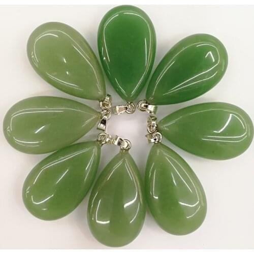 Wholesale natural Green Aventurine stone pendants Charms big water drop pendant for Necklaces jewelry making 10PCS/lot
