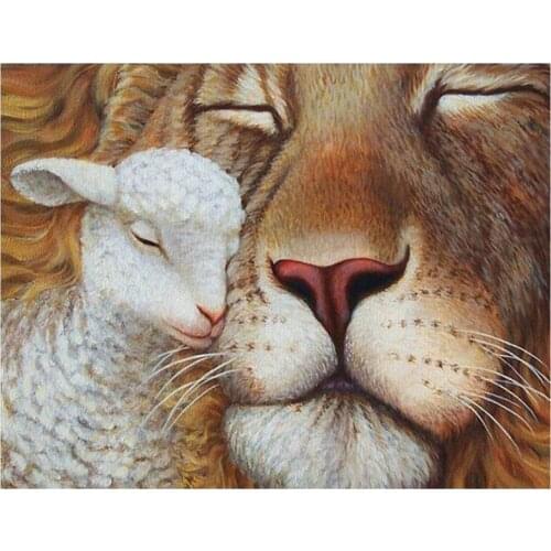 Full square & round diamond painting lion lamb cross stitch 5d diy diamond embroidery sheep 3d diamond mosaic kit
