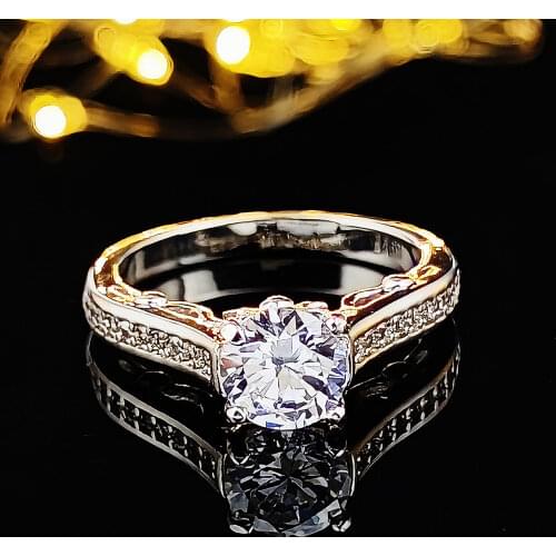 Solid Real Two Gifts Luxury Genuine 925 pure Sterling Silver rings for women wedding engagement R1518
