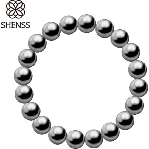 SHENSS Quality Shell Pearl Bracelet Elastic Womens Bracelets of Various Sizes Gray color