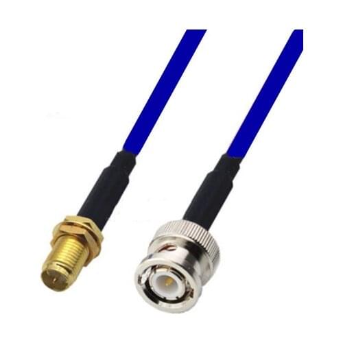 Blue Soft RG142 Double Shielded RP-SMA Female to BNC Male Connector RF Coaxial WIFI Antenna Coax Low Loss Cable 50ohm
