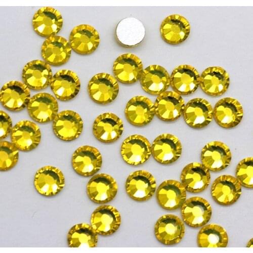 SS3-SS34 citrine round back non hotfix diamond wedding dress applique craft fabrics diy shoes package decoration making beads