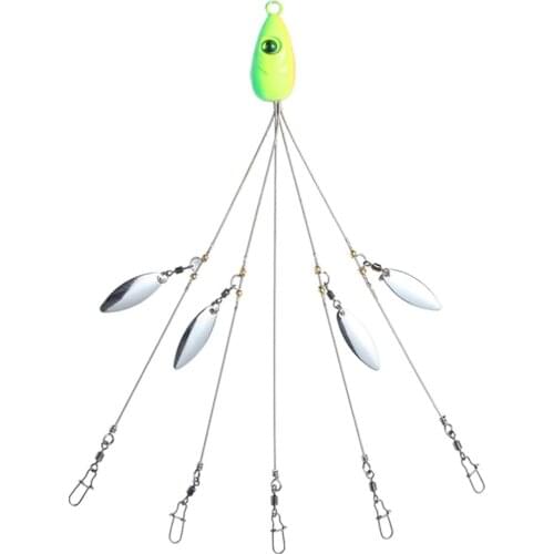 Teyssor 5 Arms Alabama Umbrella Rig Fishing Lure Bait Rigs with Barrel Swivels for Bass Lures