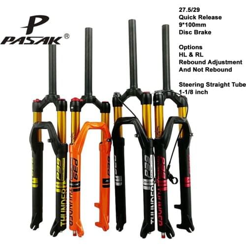 Pasak Bicycle Air Suspension Fork Mtb 26 27.5 Quick Release 9*100mm Rebound Adjustment Line Remote Disc Brake Bike Fourchette