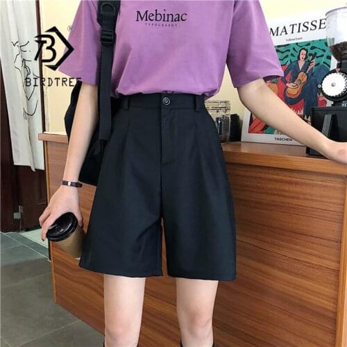 S-3XL Fashion Suit Shorts Womens Summer Elastic Waist Loose Five Points Short Trouser Plus Size Shorts B18622X