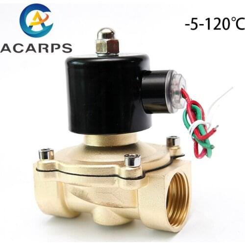 1-1/4" Brass Solenoid Valve High Temperature 120 Degrees Normally Closed 220V 110V 24V 12V With EPDM Seal For Water Oil Air