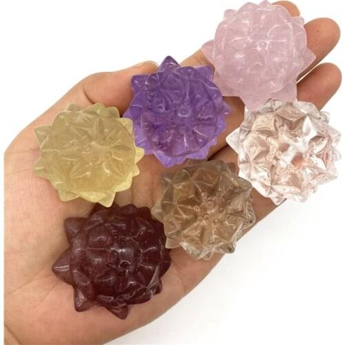 Beautiful 1PC Natural Amethyst Strawberry Rose White Quartz Crystal Lotus Flower Crafts Fengshui Ornaments Natural Crystals