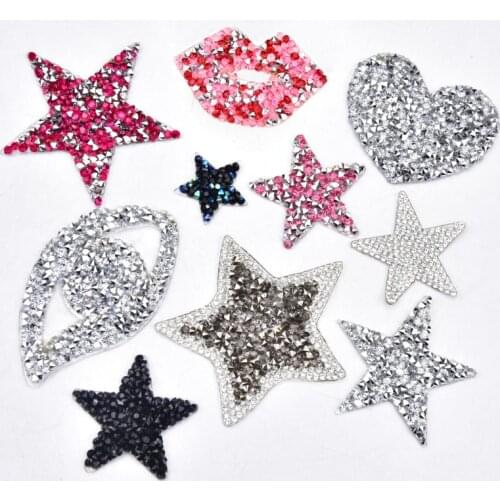 25pcs/lot Silver Hotfix rhinestone motif iron on transfer Applique patches for wedding dress shoe clothing craft diy decorative