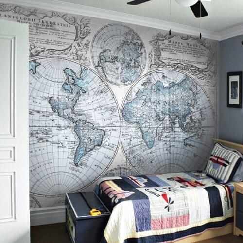 Beibehang custom papel de parede 3D Vintage map wallpapers for living room TV background photo mural wallpaper 3D wall sticker