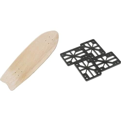 4Pcs 6mm Durable Skateboard Shock Pads Risers & 1x Surf Skate Deck Skateboard Decks 30X9.5Inch Canadian Maple