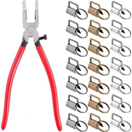 40 Pcs Of Keychain Hardware Set, Of Keychain Pliers Glasses Clip Suitable for Wristband Fabric,Key Chain Making Hardware