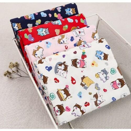 45cm*110cm/Piece, Cartoon Cute Chaigou Pure Cotton Printing Cloth, Clothing Tablecloth, Curtain Puppet Fabric, DIY Hand Material