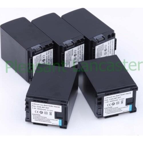 High quality 5pcs BP-827 BP 827 bp827 7.4V 3000mAh Batteries for CANON HF20 HF21 HF S11 HF S10 HF11, for canon accessories