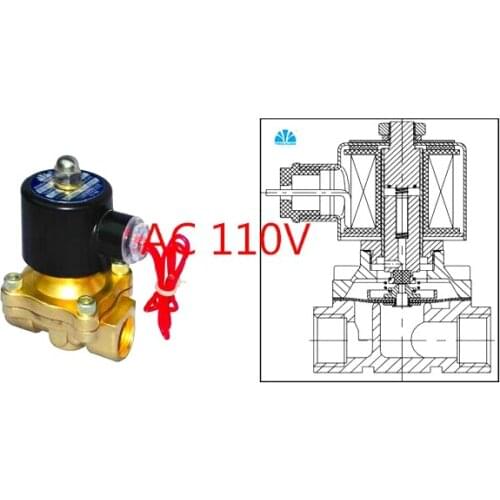 AC 110V 2W-160-15GBN Unidirectional 2 Way Pull Diaphragm Type 15mm Brass Electric Solenoid Water Valve ,Zero pressure start