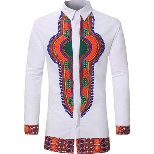 African Dashiki Shirt Men Nice Casual Long Sleeve Button Down Dress Shirt Mens Brand White Shirts Africa Clothing Camisa Hombre