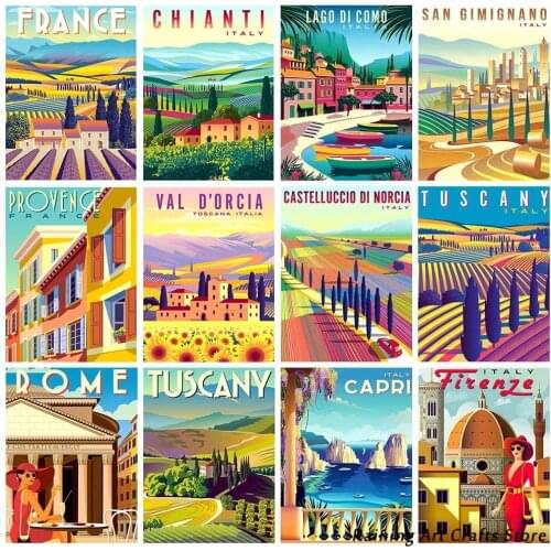 Diy Diamond Painting France Rome Capri Provence Travel City Landscape Embroidery Full Drill Cross Stitch Mosaic Pictures Decor