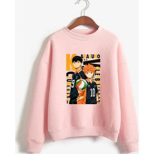 Anime Haikyuu Karasuno Sweatshirts Casual Hoodie Round Neck Tops