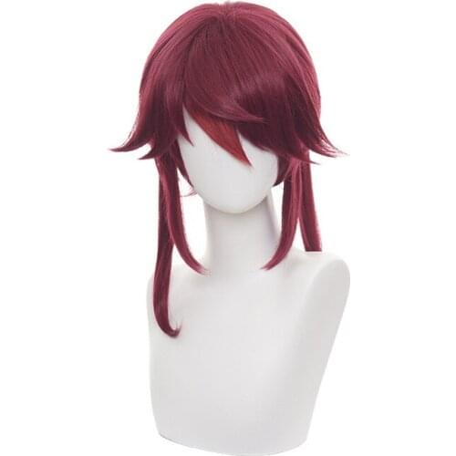 Anime Halloween Party Genshin Impact Cosplay Rosaria Wig Women Girls Red Heat Resistant Synthetic Hair Role Play C34M149
