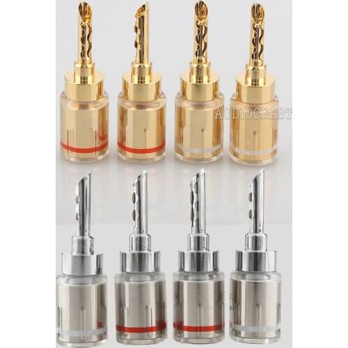 Audiocrast 4Pcs Hifi Audio 24K Gold / rhodium plated BFA banana connector Banana Plug Adapter Wire Speaker Connectors