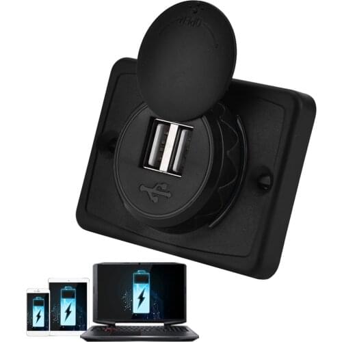 SOONHUA Car Dual USB Port External Charger Socket Outlet 12V Fast Charging Chargers Dual USB Port Sockets 3.1A With Screws New