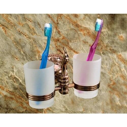 Free ship Rose gold Finish TUMBLER HOLDER DOUBLE CUP HOLDER