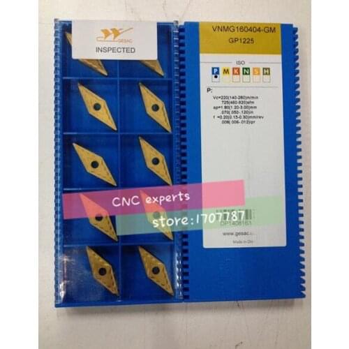 Free Shipping carbide inserts VNMG160404-GM/VNMG160408-GM GP1225 Suitable for MVJNR Series Turning Facing External Lathe Tool