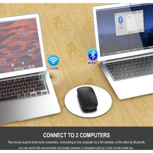 Bluetooth Dual Mode Wireless 2.4G Mouse Mute Ultra-thin for Laptop Desktop Computer