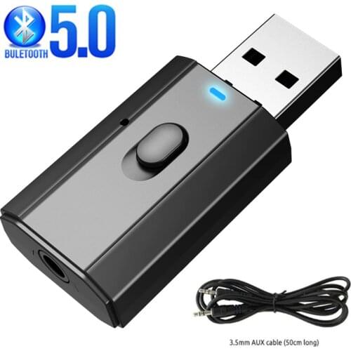 5.0 Bluetooth Adapter USB Wireless Bluetooth Transmitter Receiver Music Audio for PC TV Car Hands-free 3.5mm AUX Adaptador