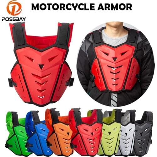 POSSBAY Adult Body Armor Motorcycle Vest Racing Back Protection Motocross Sports Jacket Outdoor Motorbike Chest Protector Racer