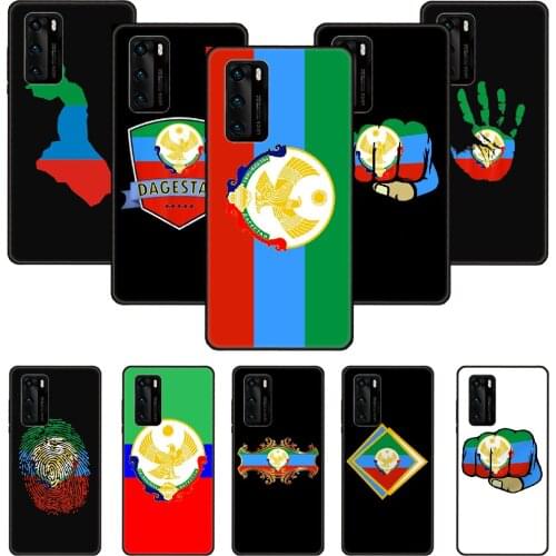 Phone Case For Huawei P20 P30 P40 P Smart Z + P10 Mate 30 10 20 Lite Pro Black Cover Etui Silicone coat of arms of dagestan